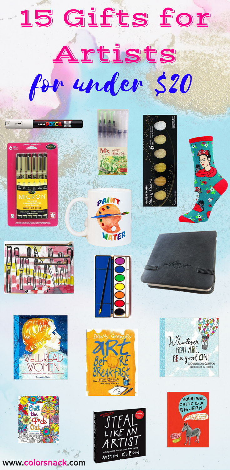 15 Gifts for Artists Creatives and Art Lovers For Under 20 dollars - Color  Snack Gift Guide Gifts for Artist Friends • Watercolor Illustration + Gif  Animation