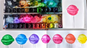 watercolor pattern sketchbook lollipop sweets dessert
