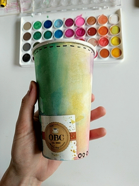 watercolor art on coffee cup