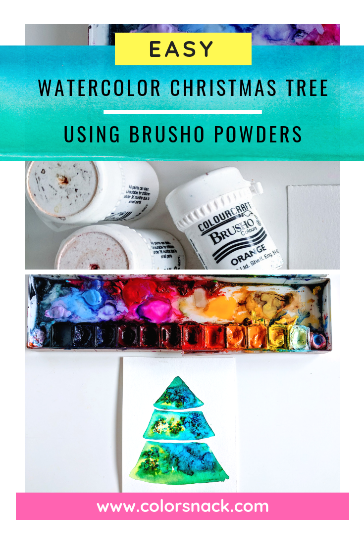 Easy Watercolor Christmas Tree Series - Using Brusho Powders