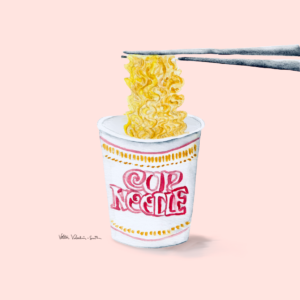 cup noodle watercolor illustration