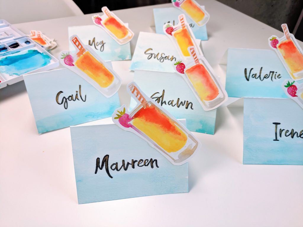 diy watercolor place cards