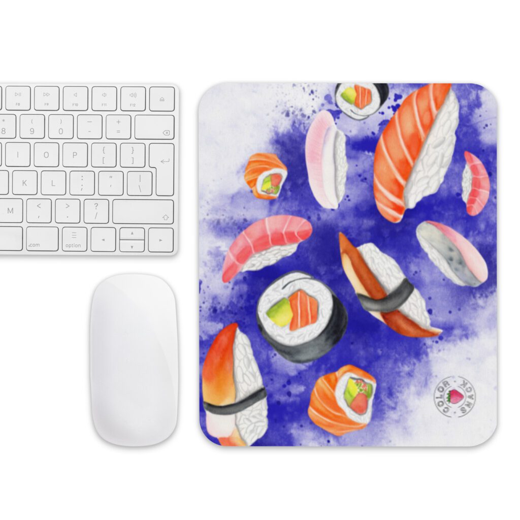 watercolor sushi mousepad