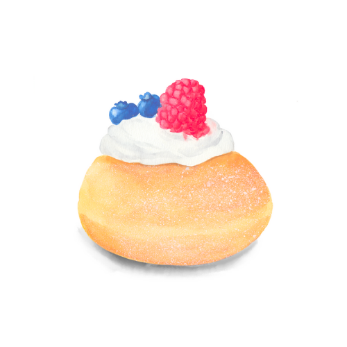 watercolor food illustration - donut doughnut