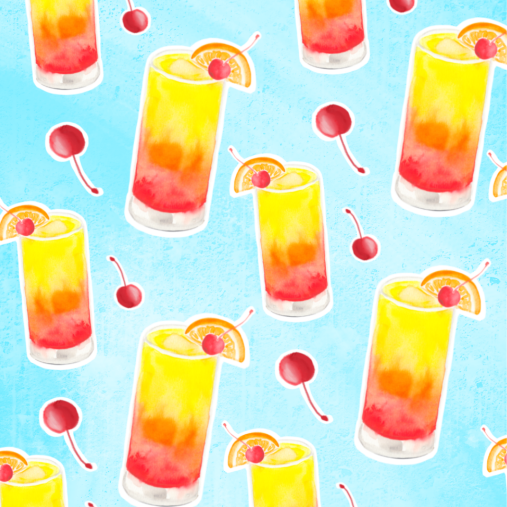 Watercolor tequila sunrise pattern