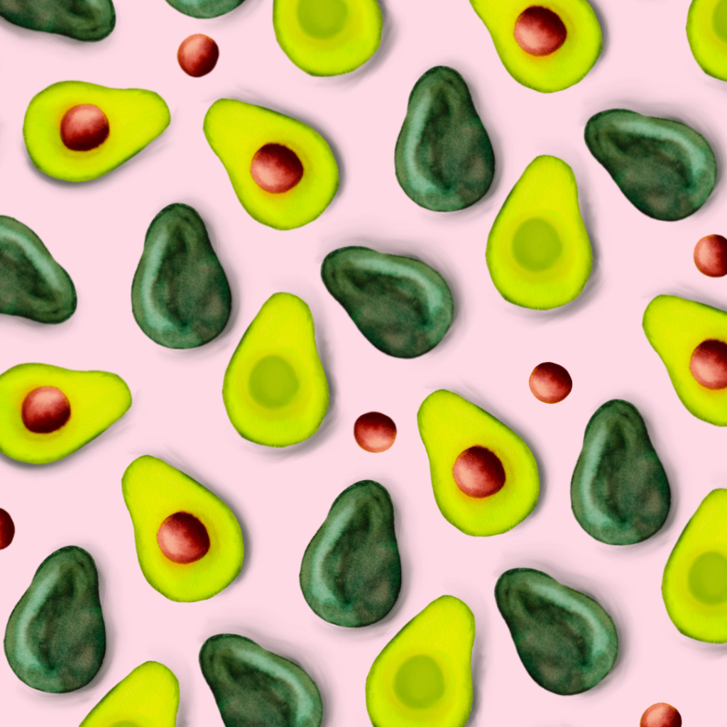 Watercolor avocado pattern