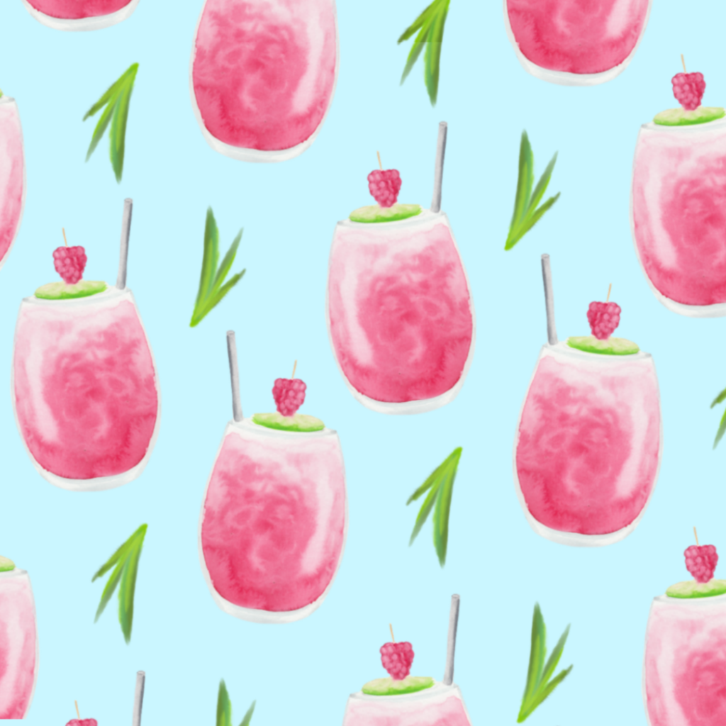 Watercolor cocktail pattern