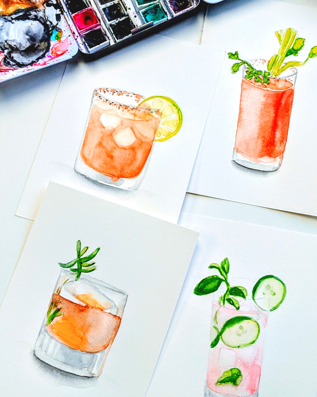 watercolor cocktails