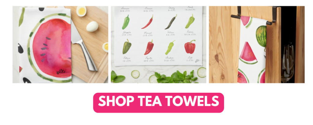 shop watercolor tea towels