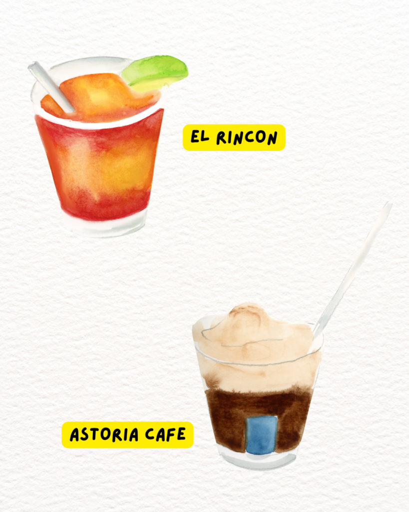 Watercolor Illustration of margarita cocktail and an affogato