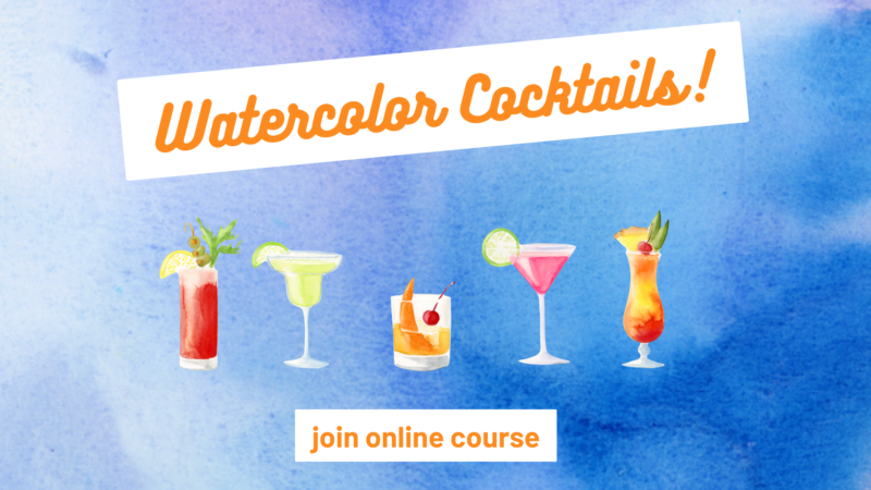 Online Watercolor Cocktails Class